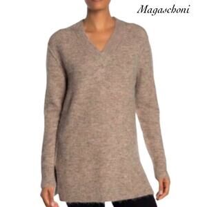 Magaschoni Brown Knit Wool Blend Sweater NWT Sz XS